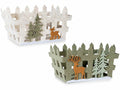 Cestini a contenitore in panno con decorazioni natalizie applicate, set da 6 pezzi, cm 17 x 13,5 x 9,5 H