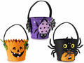 Borsette dolcetto e scherzetto Halloween realizzate in panno con zucca /, set da 3 pezzi, Ø 14 cm x 12 H (c / manico23)