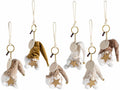 Gnometti portachiavi in morbida stoffa con tag in ecopelle e stella, set da 12 pezzi, cm 16 H (capp.esteso)