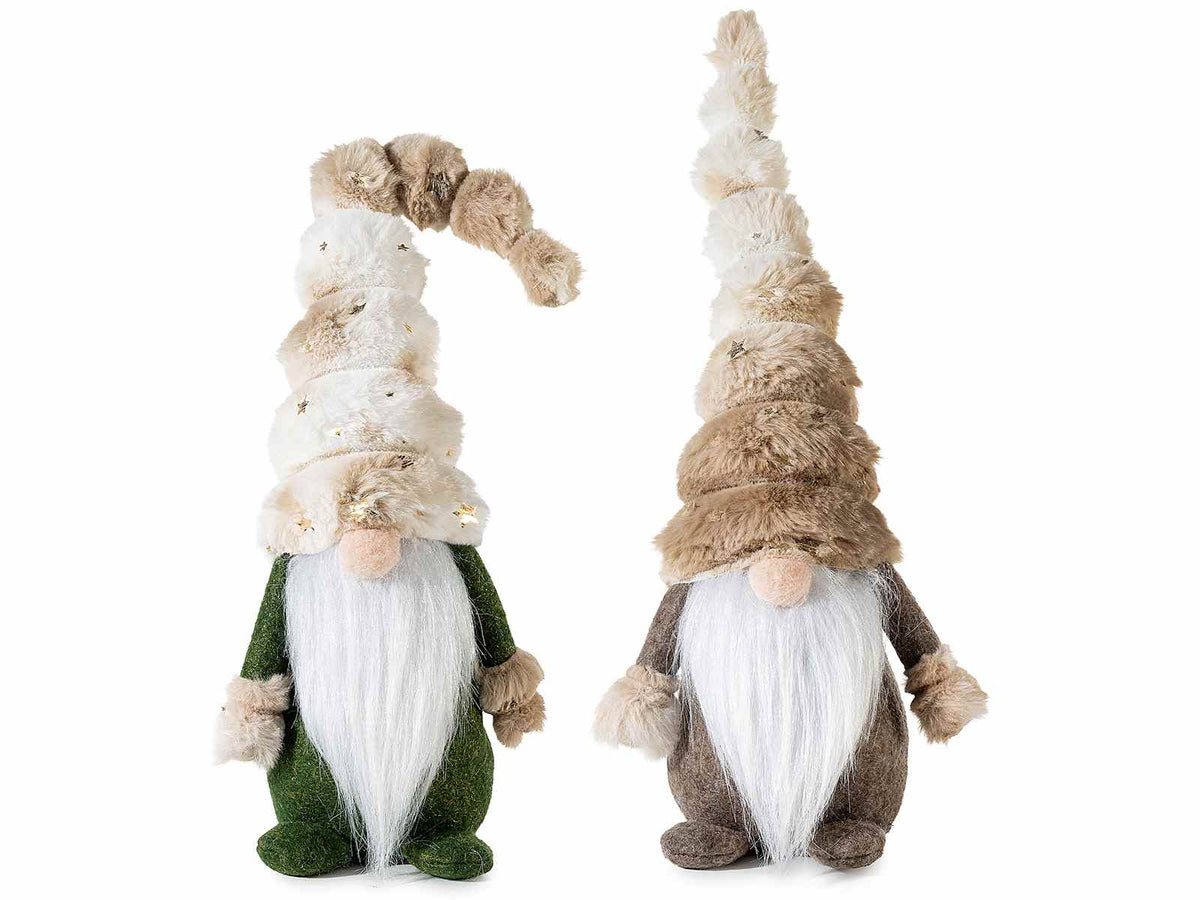 Gnomi natalizi in morbida stoffa con cappello con dettagli dorati da appoggiare, set da 4 pezzi