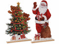 Decorazioni natalizie in legno con base da appoggiare, set da 2 pezzi, cm 30,5 x 4 x 51 H