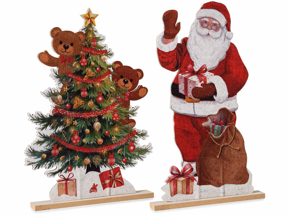 Decorazioni natalizie in legno con base da appoggiare, set da 2 pezzi, cm 30,5 x 4 x 51 H