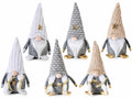 Babbo e Mamma Natale a gnometto in stoffa colorata con stella dorata su cappello, set da 6 pezzi