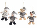 Personaggi natalizi in peluche da appendere a Babbo Natale e Pupazzo di neve, set da 4 pezzi, Babbo: cm 12 x 20 H