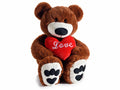Orsetti marroni in peluche con cuore rosso imbottito con scritta Love bianca, set da 2 pezzi, In piedi: cm 20 x 18 x 45 H