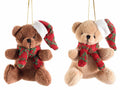 Orsetti natalizi peluche con sciarpa e cappello in maglia da appendere, set da 8 pezzi, cm 8 x 6 x 10 H