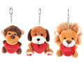 Portachiavi animaletti di San Valentino in peluches cagnolino / scimmietta /, set da 12 pezzi, cm 10 H (con gancio 16)