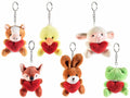Portachiavi con peluche ad animaletto con cuore rosso imbottito ideale come, set da 12 pezzi, Coniglio: cm11H(con gancio14)