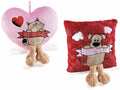 Cuscini di San Valentino imbottiti ricamati cani e gatti con zampe in peluche, set da 2 pezzi, cm 35 x 35 H