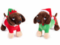 Peluche di Natale a forma di bassotto con maglioncino e cappello natalizio da elfo, set da 4 pezzi, cm 10 x 27 x 19 H