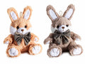 Coniglietti di peluche con fiocco in stoffa a papillon e cordino per appendere, set da 4 pezzi, cm 17x15x17,5 H (seduto)