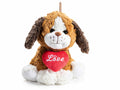 Cagnolini di peluche con cuore e scritta Love ricamata e cordino per appendere, set da 3 pezzi, cm 23 x 25 x 25 H