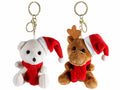Portachiavi di Natale con orsetto e renna in peluche con sciarpa e cappellino, set da 8 pezzi