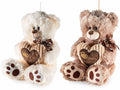 Orsetti di peluche con fiocco, cuore in velluto e cordino per appendere, set da 2 pezzi, In piedi: cm 18 x 15 x 35 H