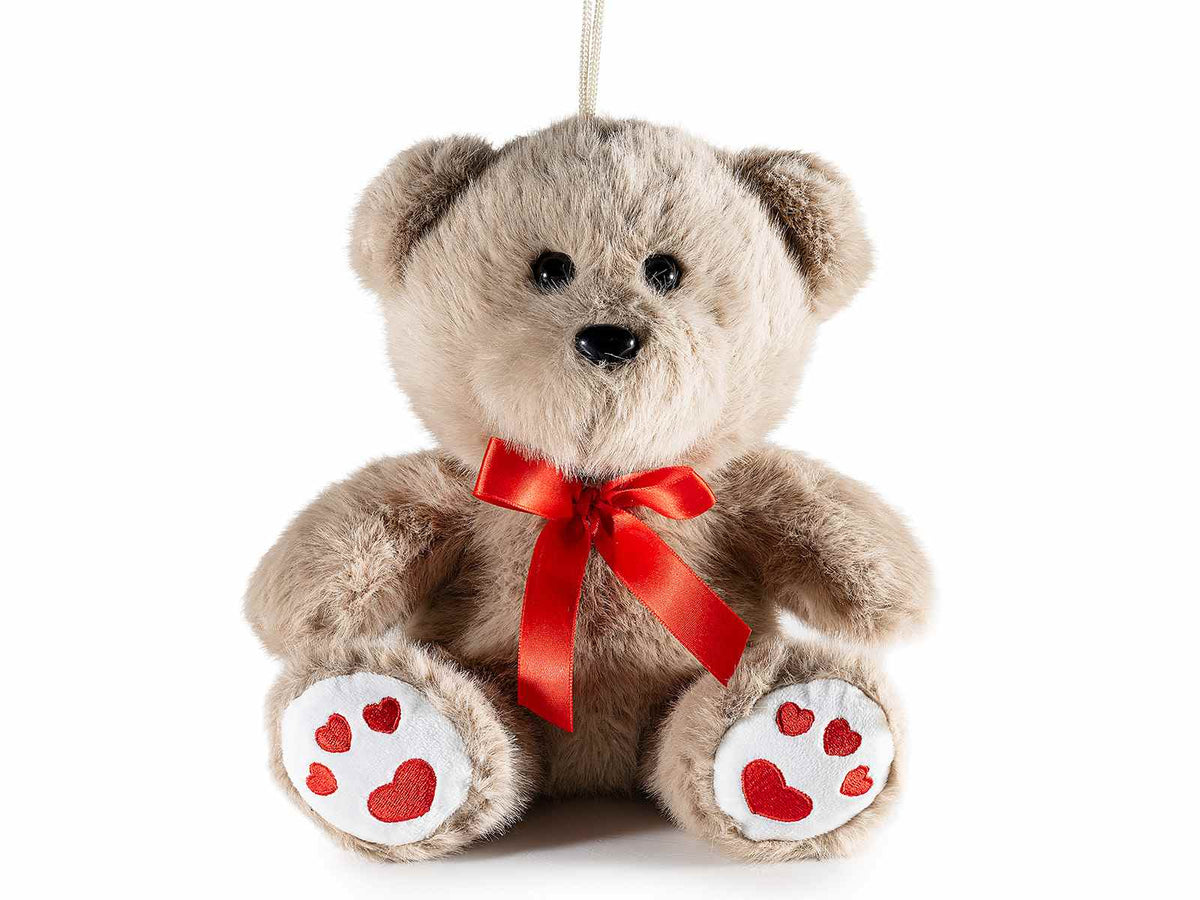 Orsetti di peluche con fiocco in stoffa, set da 2 pezzi, cm 17 x 16 x 21 H (seduto)