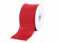 Nastro in juta bordata color rosso, mm 60 x 5 mt