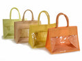 Borsette in juta con finestra trasparente e manici in corda di cotone, set da 4 pezzi, cm 36x29x24 H (con manici41)