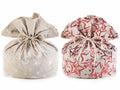 Sacchetti portapanettone in stoffa con stampa metallizzata a stelle e fiocco chiusura, set da 6 pezzi, Ø21cmx32H (al tirante21)