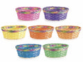 Cestini colorati a forma ovale in bambù, perfetti per confezioni, set da 14 pezzi, cm 26 x 20,5 x 10 H