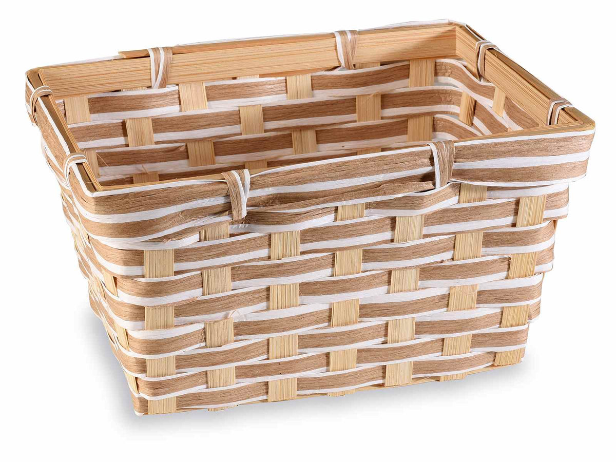 Cestini rettangolari in bambù naturale intrecciato, set da 10 pezzi, cm 22,5 x 17 x 12 H
