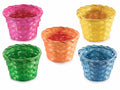 Cestini colorati gialli, verdi, aranci, blu e fucsia rotondi in bambù, set da 25 pezzi, Ø 13 cm x 9 H