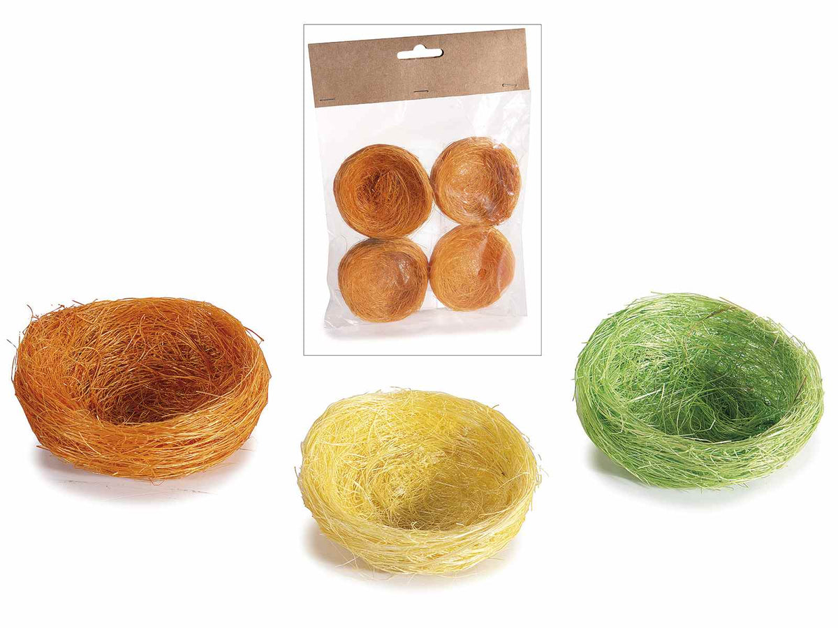 Decorazione pasquale a nido colorato in paglia artificiale, set da 18 pezzi, Ø 6 cm