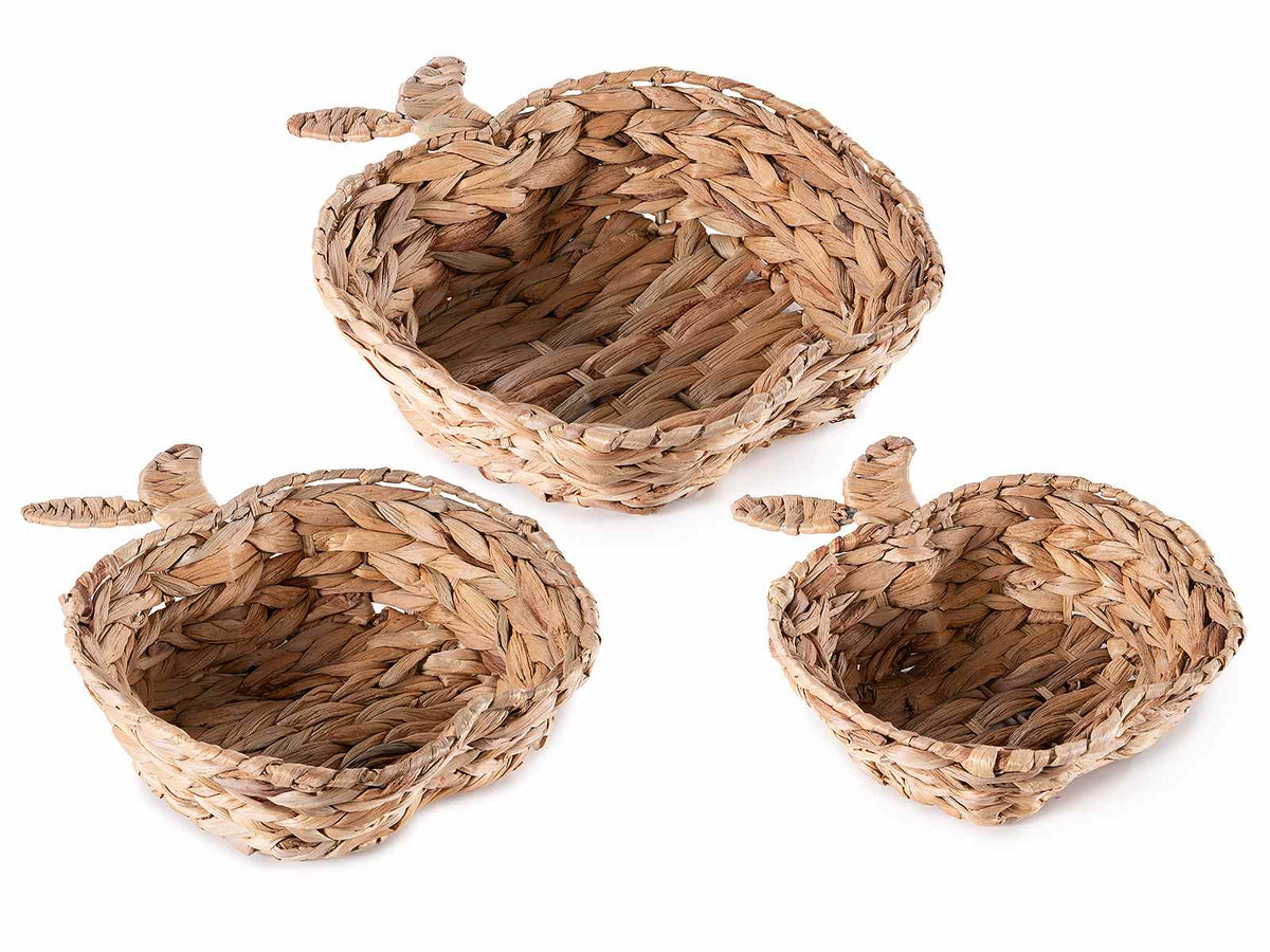 Cestini in giacinto intrecciato a forma di mela, Grande: cm 30 x 32 x 8 H