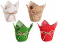 Set di 12 cestini in juta colorata laminata con fiocco spago, Ø 12 cm x 14 H