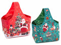 Borsette regalo di Natale a cestino in canvas con sacchetto incorporato, set da 6 pezzi, cm 19x14x15 H (con manico 30)