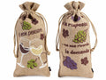 Sacchetti regalo in juta con tirante e stampa uva e vino, set da 10 pezzi, cm 16x34 H (al tirante 28)