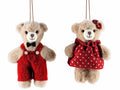 Orsetti in morbido peluche da appendere, con papillon, salopette, abito, set da 6 pezzi, cm 8,5 x 4 x 12 H