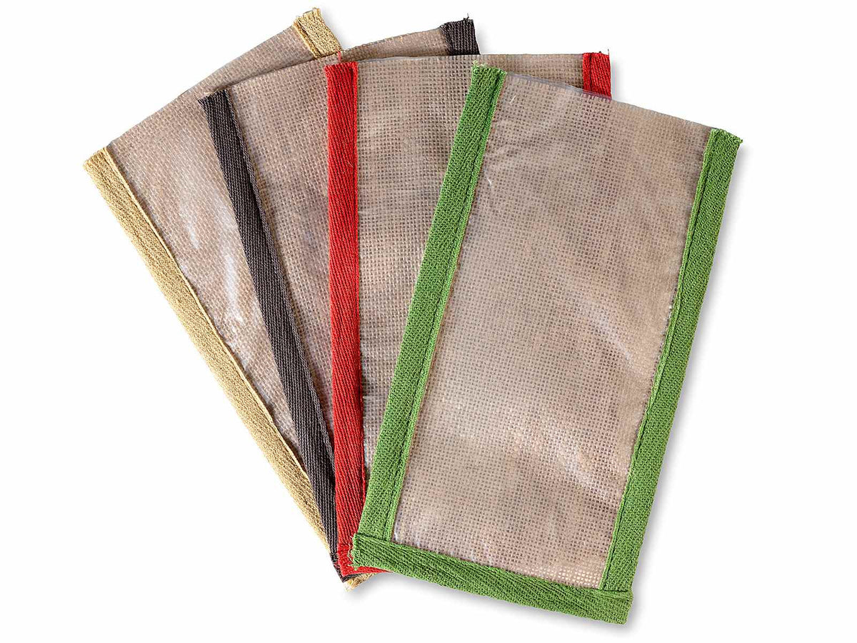 Sacchetti grandi adatti al contatto alimentare realizzati in juta con finestra, set da 16 pezzi, cm 18 x 30,5 H