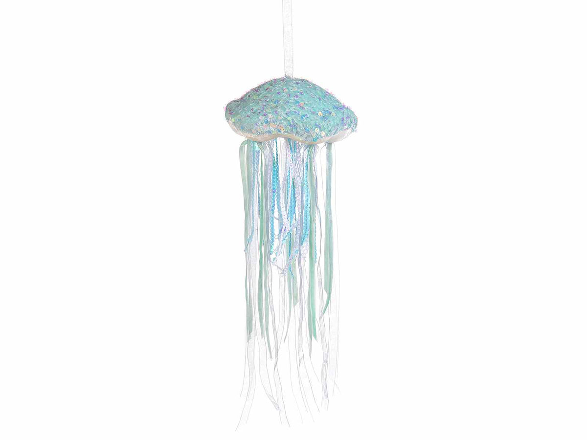 Meduse decorative in stoffa con paillettes da appendere, set da 2 pezzi, Ø 15 cm x 40 H