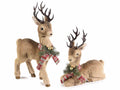 Renne in morbida eco-fur con sciarpa, pino e campanelle in set da due pezzi, In piedi: cm 28 x 12 x 51 H