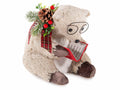 Decorazione ad orsetto intellettuale in fibra naturale che legge il libro, cm 18 x 20 x 17,5 H