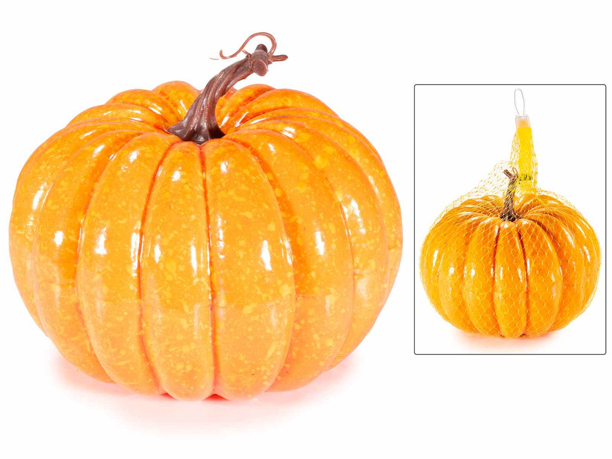 Zucche artificiali decorative, ideali per allestire vetrine autunnali e creare, set da 2 pezzi, Ø 20 cm x 17,5 H