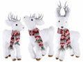 Renne di Natale decorative in morbida eco-fur con sciarpa in maglia, Grande: cm 24 x 13 x 48 H