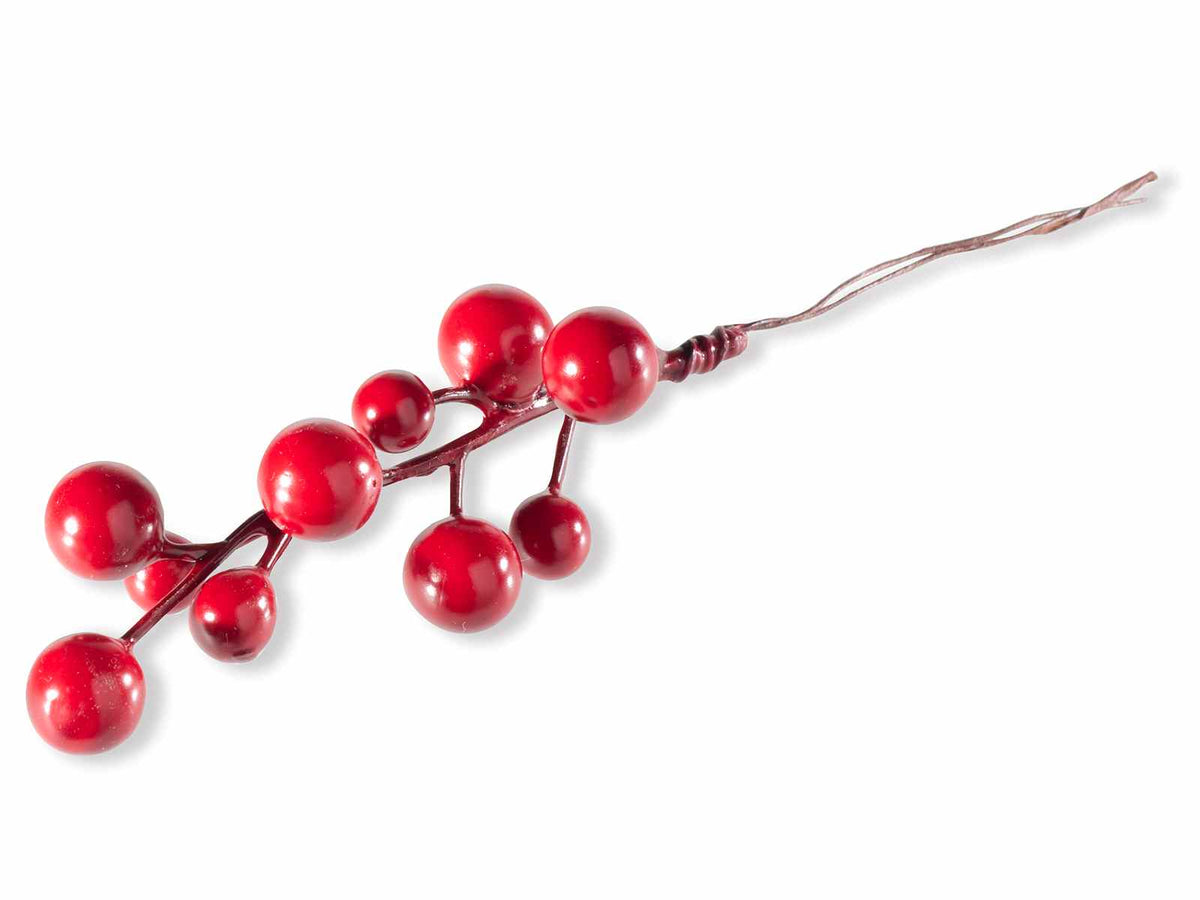 Rametti pick di bacche rosse artificiali con gambo modellabile, set da 48 pezzi, cm 10,5 H (con gambo 17)