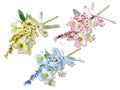 Mazzolini pick / chiudipacco colorati di fiori e bacche artificiali con fiocco, set da 18 pezzi, cm 14 H (con gambo 23)