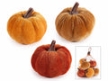 Confezione di piccole zucche artificiali in velluto in sacchetto a rete da 8, set da 4 pezzi, Zucca: Ø 6,5 cm x 5,5 H