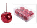Addobbo albero mele rosse effetto lucido decorative con nastrino per appendere, set da 4 pezzi, Ø 7,5 cm x 7,5 H