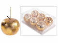 Addobbo albero mele oro effetto lucido decorative con nastrino per appendere, set da 4 pezzi, Ø 7,5 cm x 7,5 H