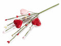 Rametti pick di cuori rosa e rossi artificiali e laccati, set da 20 pezzi, cm 15 H (con gambo 24)