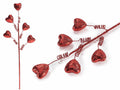 Rami decorativi artificiali e modellabili con cuori rossi glitterati, perfetti, set da 20 pezzi, cm 20 H (con gambo 39)
