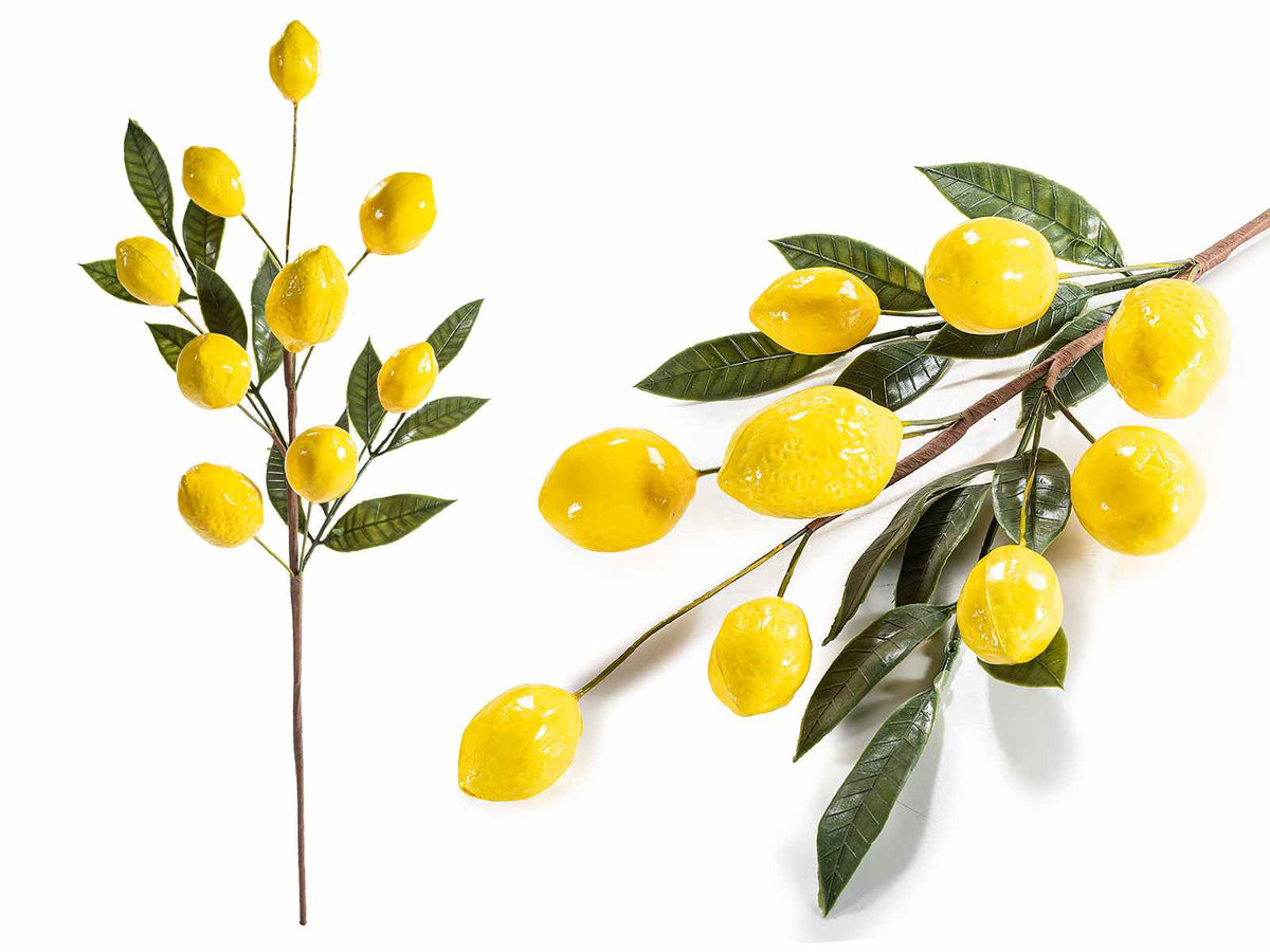 Rami di limoni artificiali, set da 10 pezzi, cm 32 (c / gambo 58)