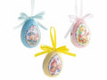Uova di Pasqua rivestite in carta con stampa pasquali e fiocchetto da appendere, set da 120 pezzi, Ø 2,5 cm x 4 H