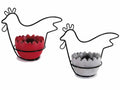Gallinelle in metallo nero con contenitore estraibile ad ovetto pasquale, set da 4 pezzi, cm 19 x 9,5 x 16 H