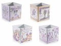 Vasi in cemento con decori Lavanda, set da 4 pezzi, cm 14 x 14 x 14 H