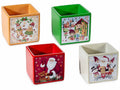 Set di 4 vasi natalizi in cemento colorato, Ø9,5x9 cm