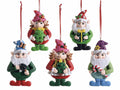 Set di 10 decoro per albero ad Elfo di Babbo Natale in pasta di resina colorata da appendere, cm 7 x 12 H